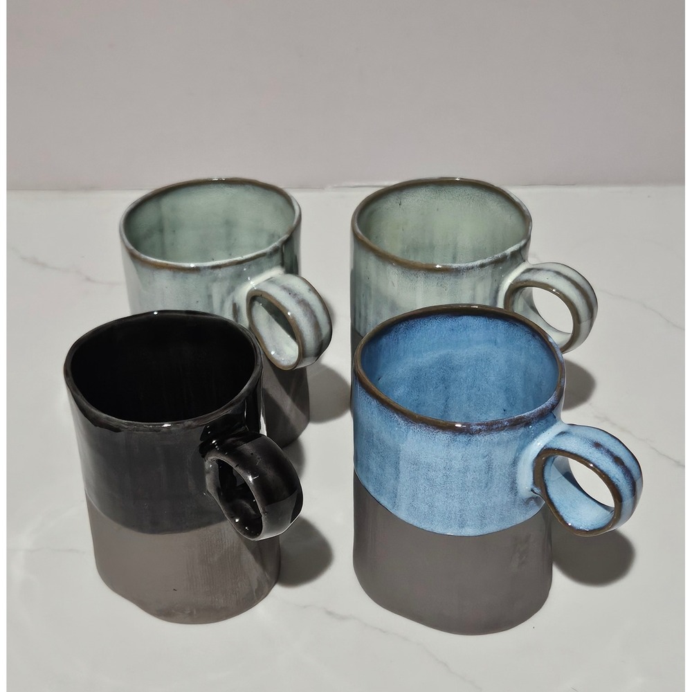 WORLD MARKET Handcrafted Artisan Stoneware Coffee Mug Set 4